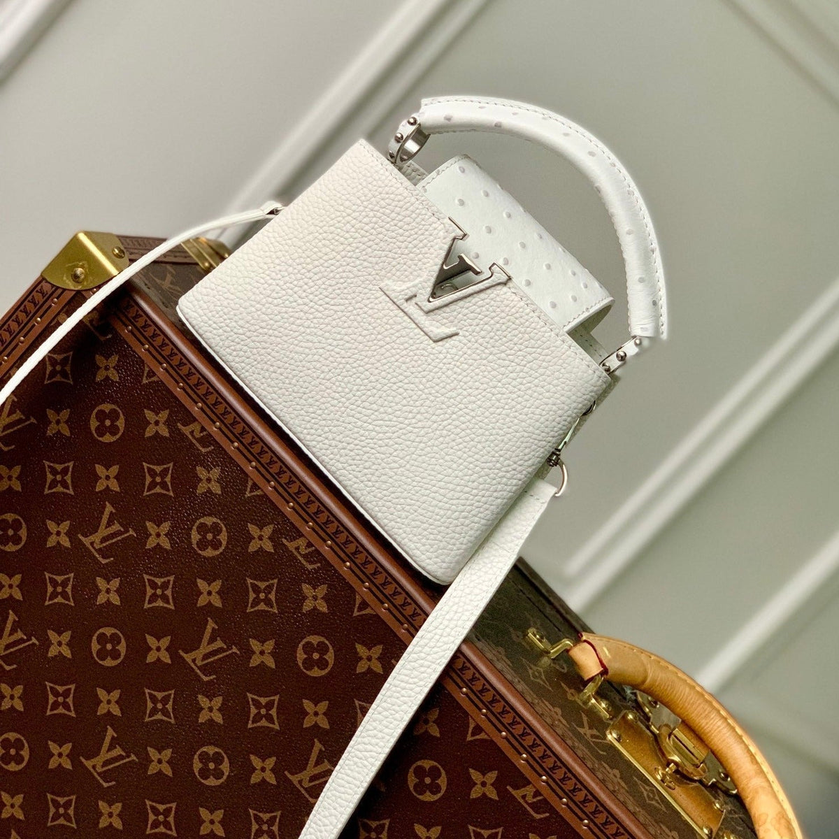CAPUCINES MINI 21 WHITE TAURILLON SILVER HARDWARE