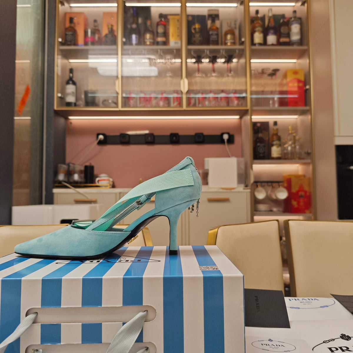 PRA 26S High Heel Pump 70 Baby Blue Suede 630565