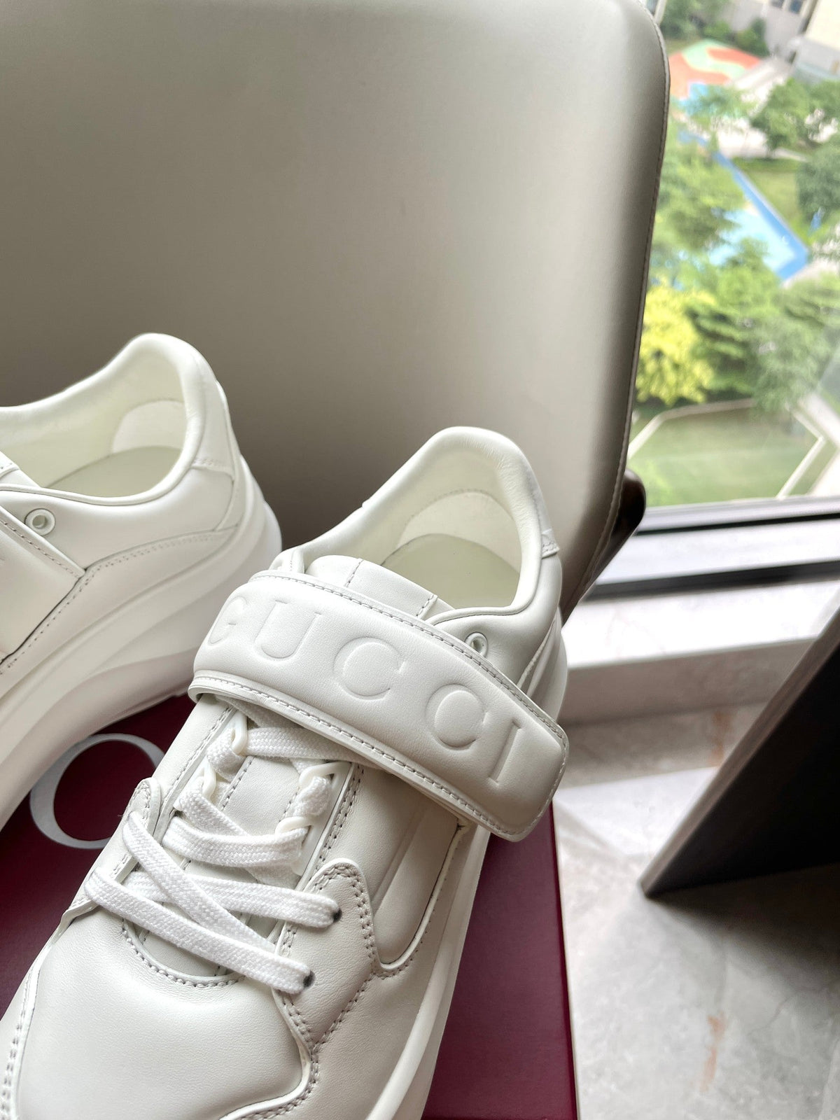 GG 26 Platform Sneaker White Sheepskin 632854