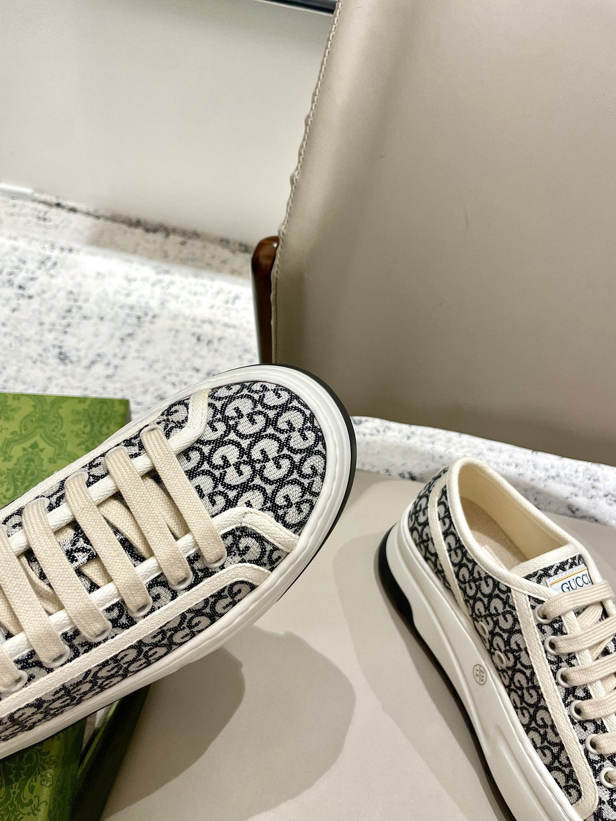GG 26 Platform Sneaker Black White Monogram Canvas 632836