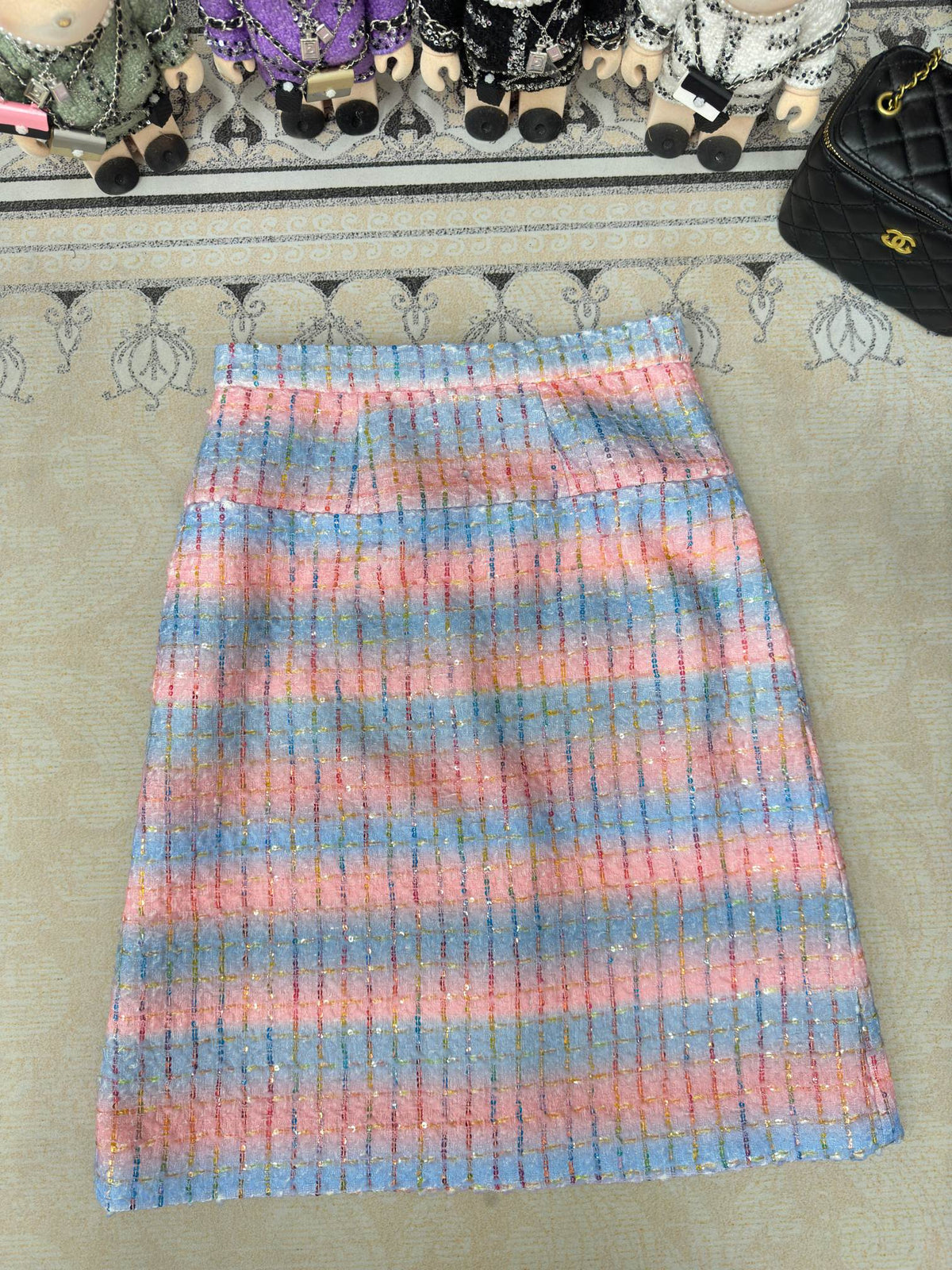 CC Tweed Skirt Blue Pink Lanie Wool Polyamide 251953
