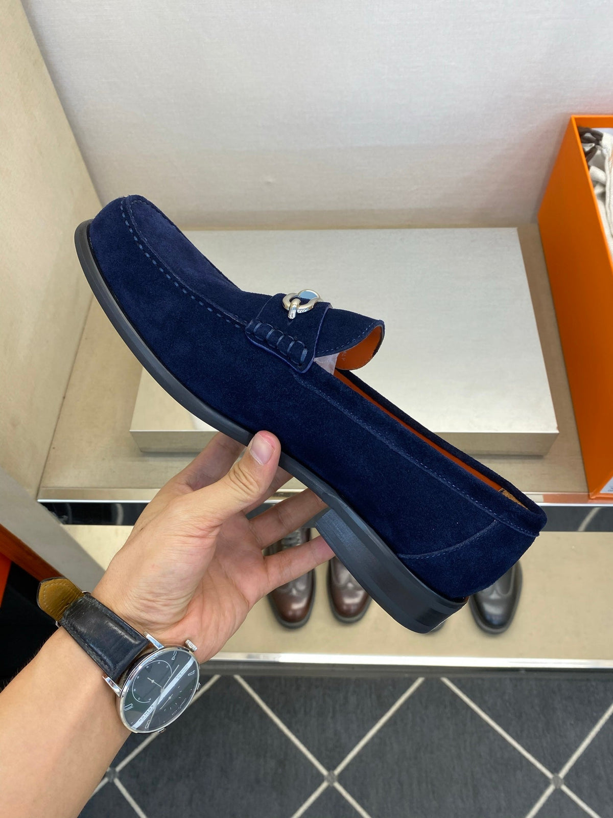 HM Men's Colette Loafer Navy Blue Suede 680425