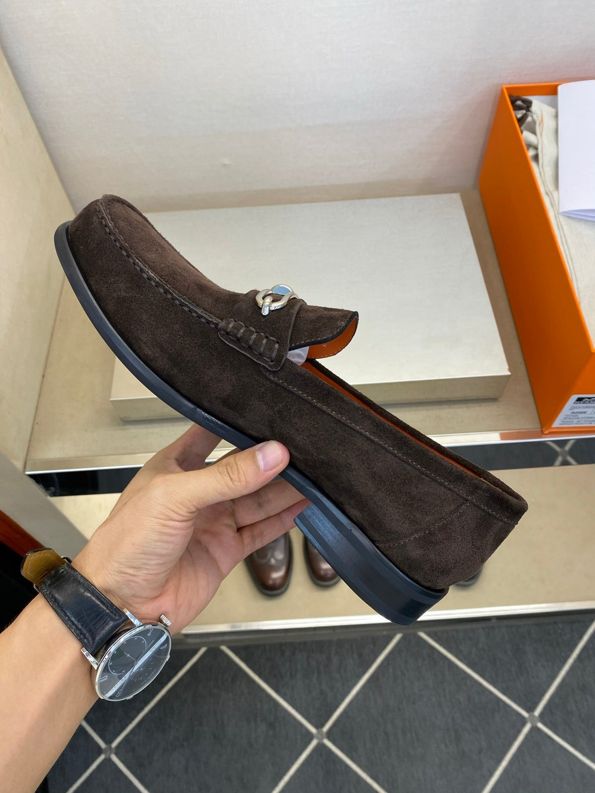 HM Men's Colette Loafer Dark Brown Suede 680426