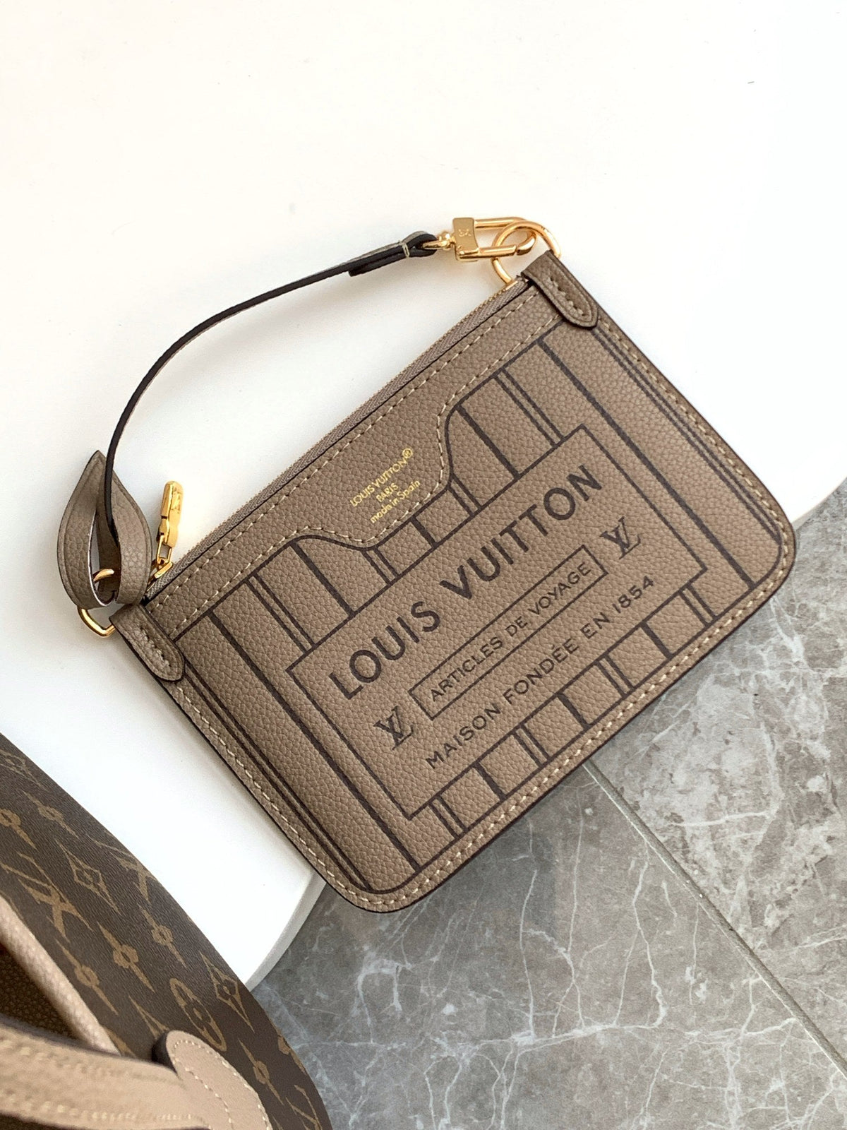 Neverfull 24 Bandoulière Inside Out BB Grey Calfskin