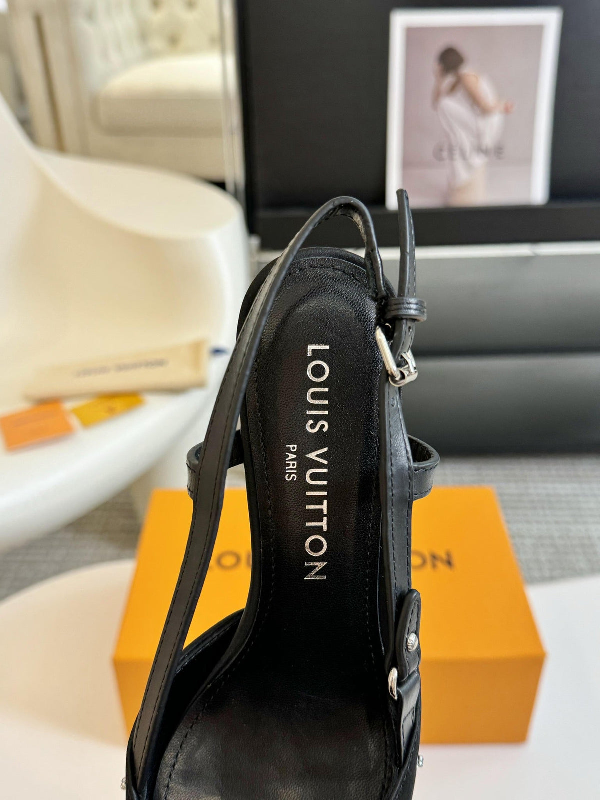 LV Blossom Slingback Pump 75mm Black Lambskin