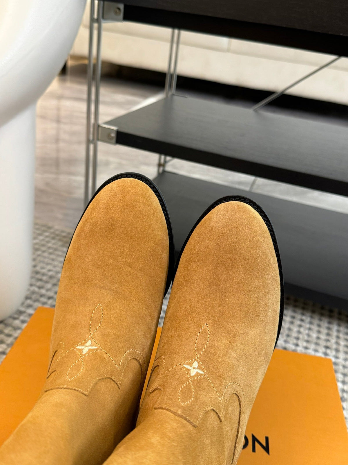 LV Rider Boot Brown Yellow Suede