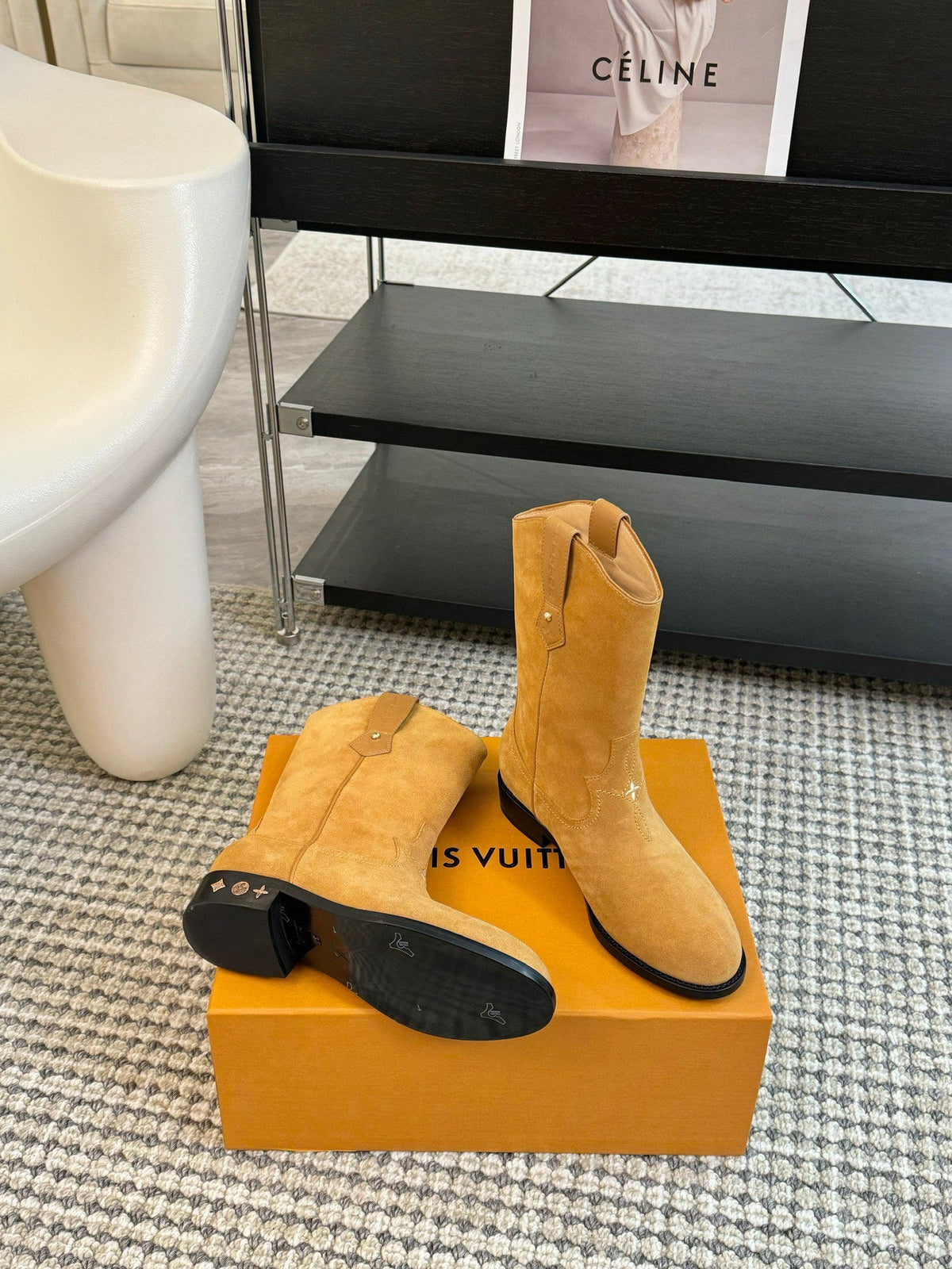 LV Rider Boot Brown Yellow Suede