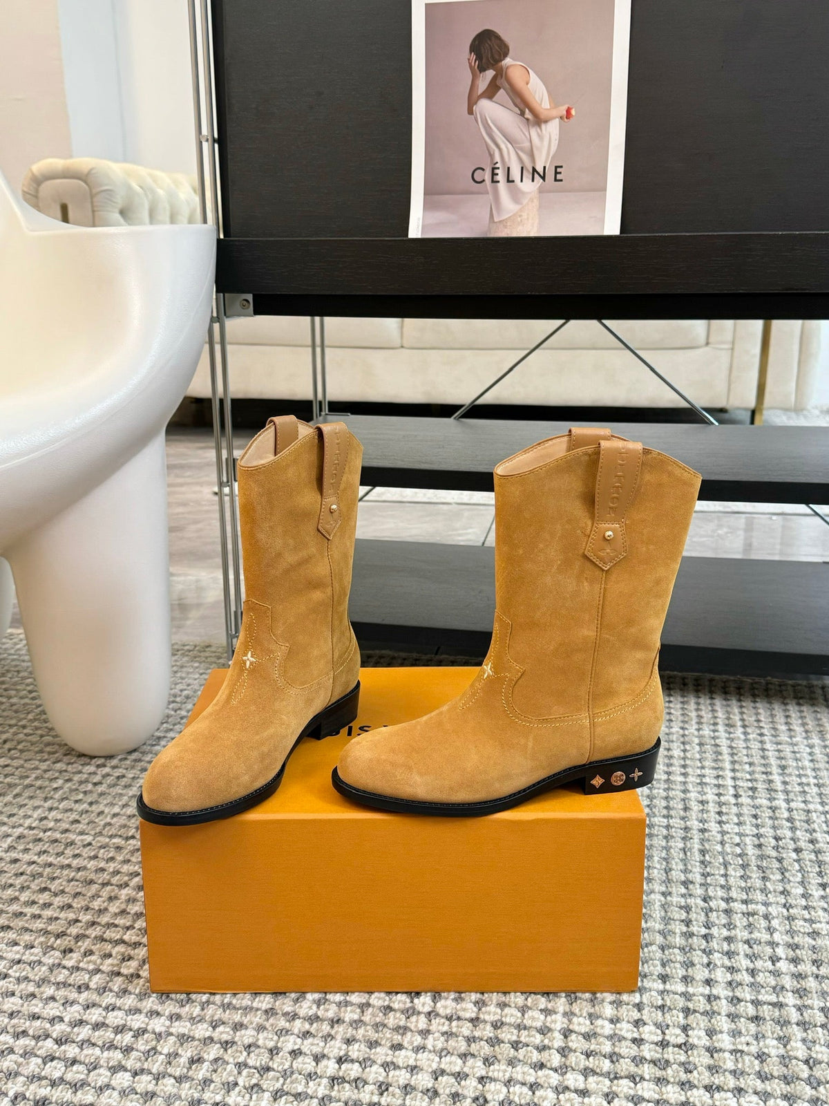 LV Rider Boot Brown Yellow Suede