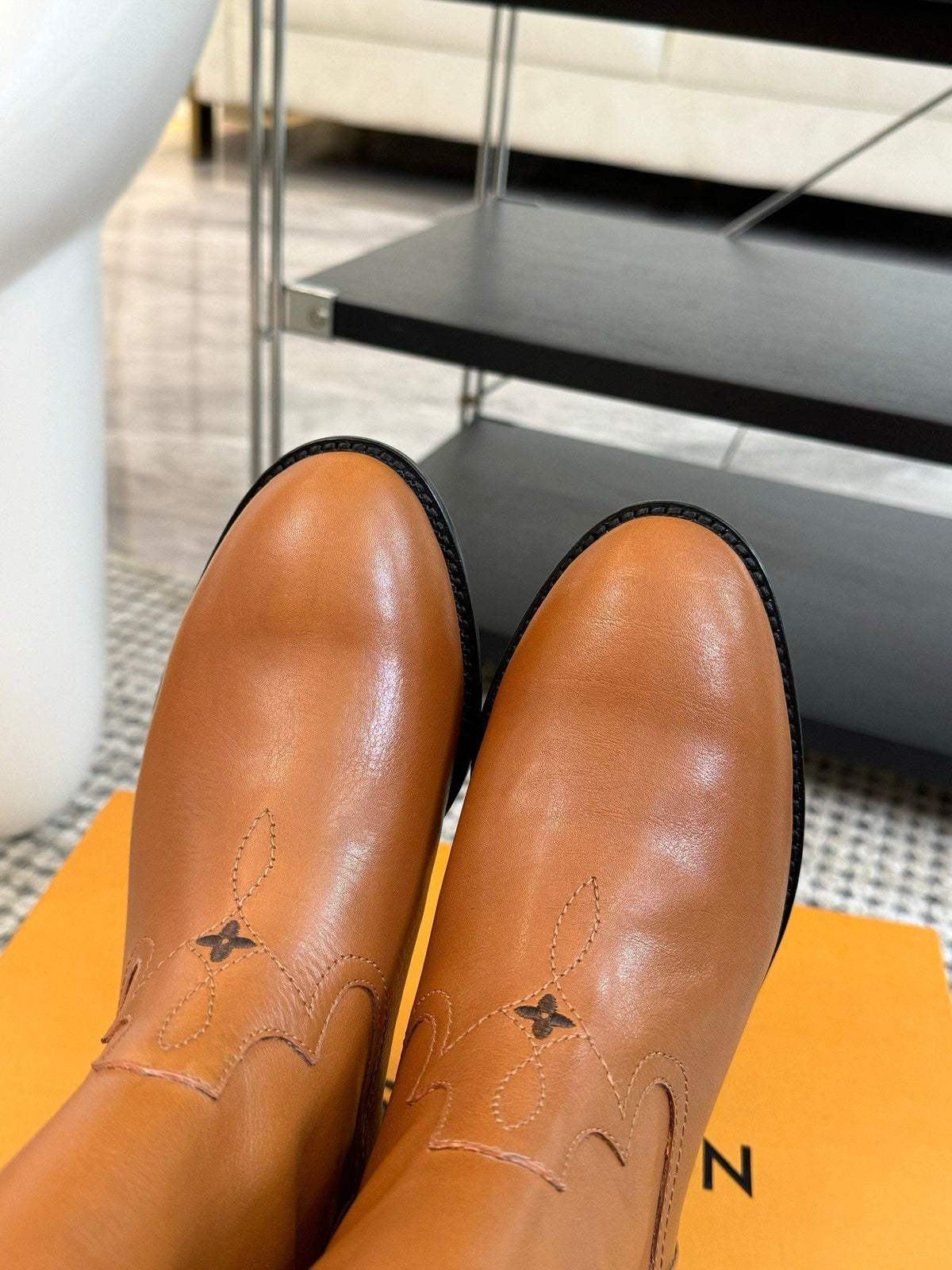 LV Rider Boot Brown Orange Calfskin