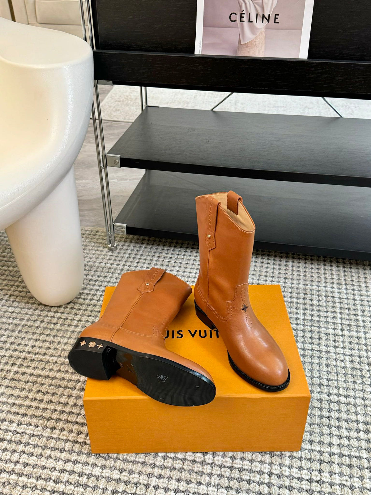 LV Rider Boot Brown Orange Calfskin