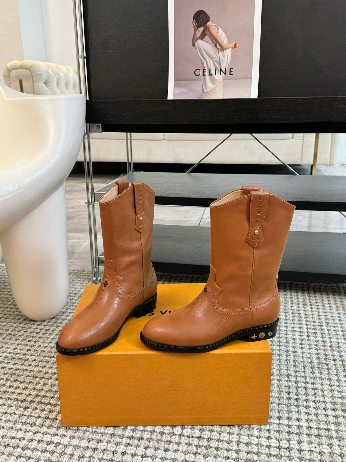 LV Rider Boot Brown Orange Calfskin