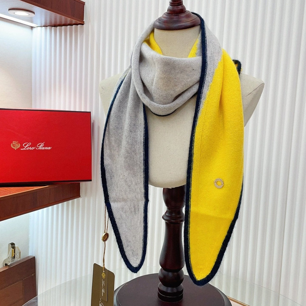 LP Yodo Scarf 150 CM In Grey Mix Yellow Cashmere  130489