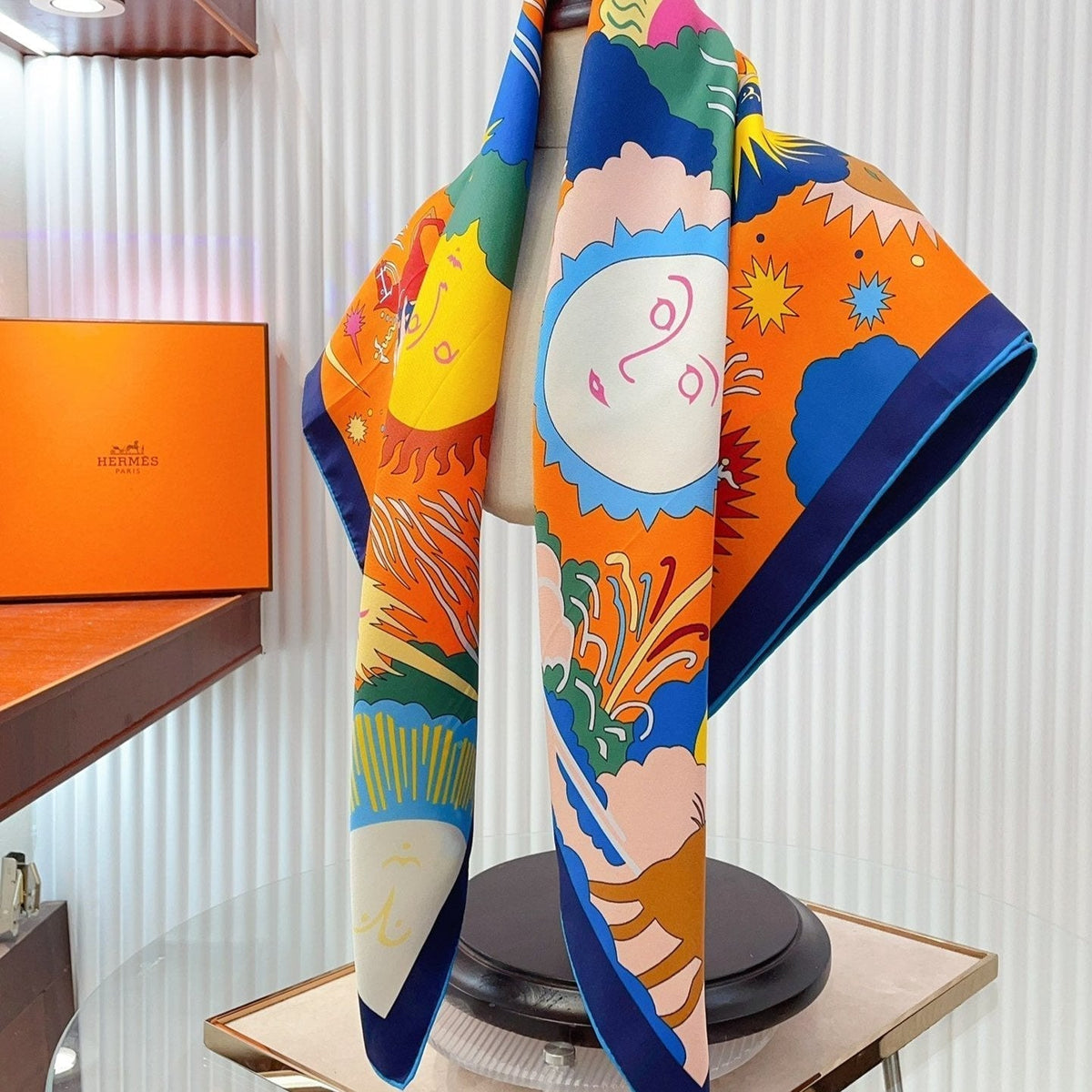 Au Royaume d'Helios Scarf 90 CM In Colorful Silk Twill 271780