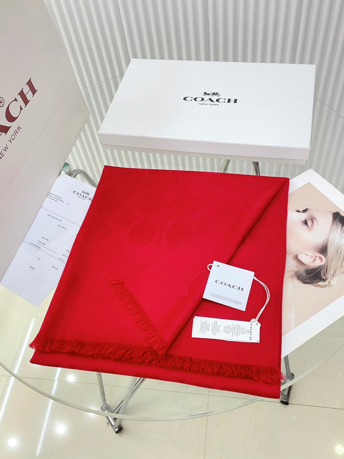 SCARF 180 CM IN CHERRY RED CASHMERE 332875