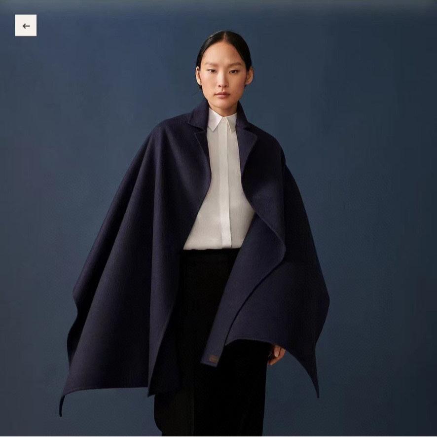 TROMPE L'OEIL STOLE IN NAVY BLUE CASHMERE