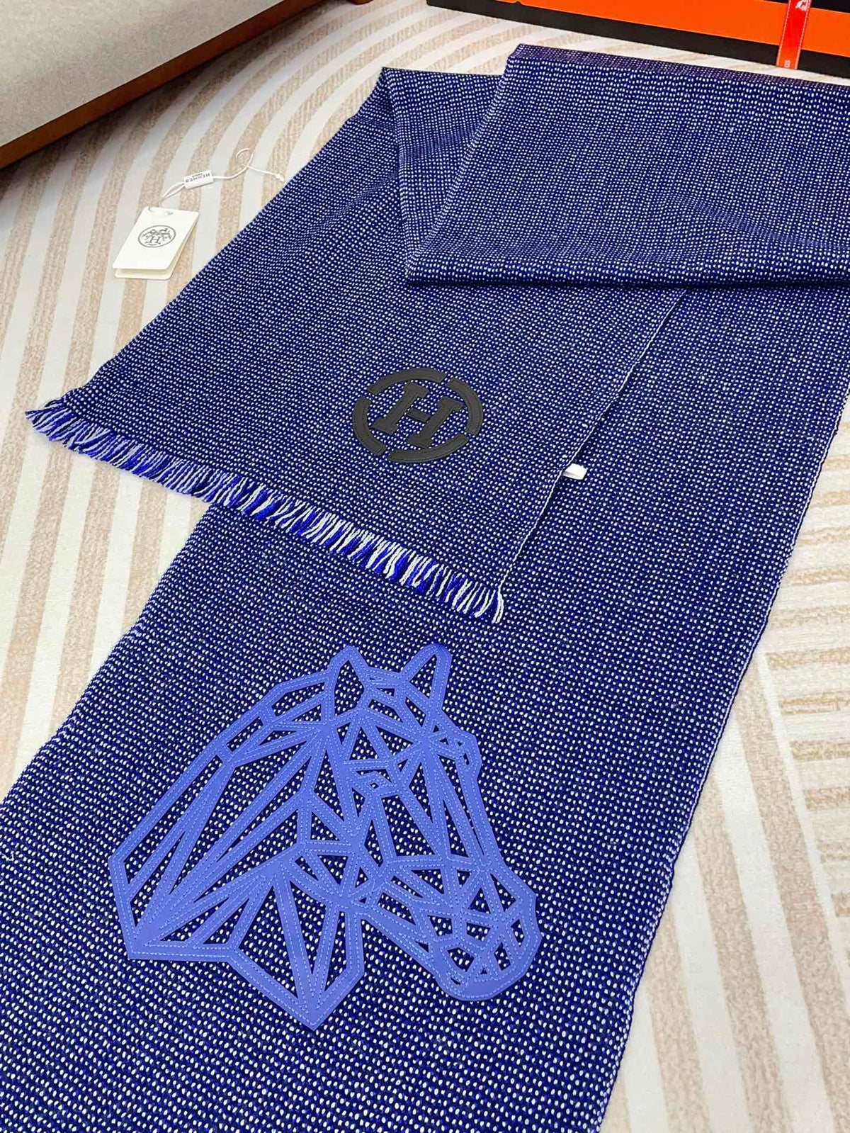Scarf 200 CM Blue Thick Knit Fabric