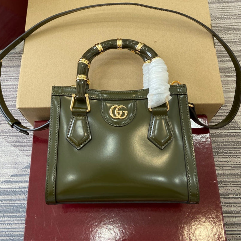 Gucci Bamboo Bag Dark Green Leather 339650