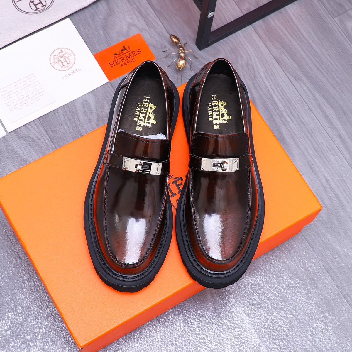 HM ICONE LOAFER GLOSSY WINE CALFSKIN