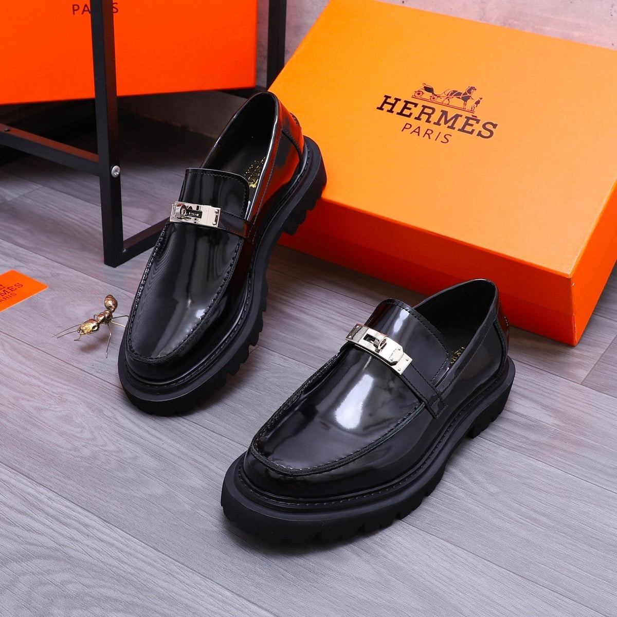 HM ICONE LOAFER GLOSSY BLACK CALFSKIN