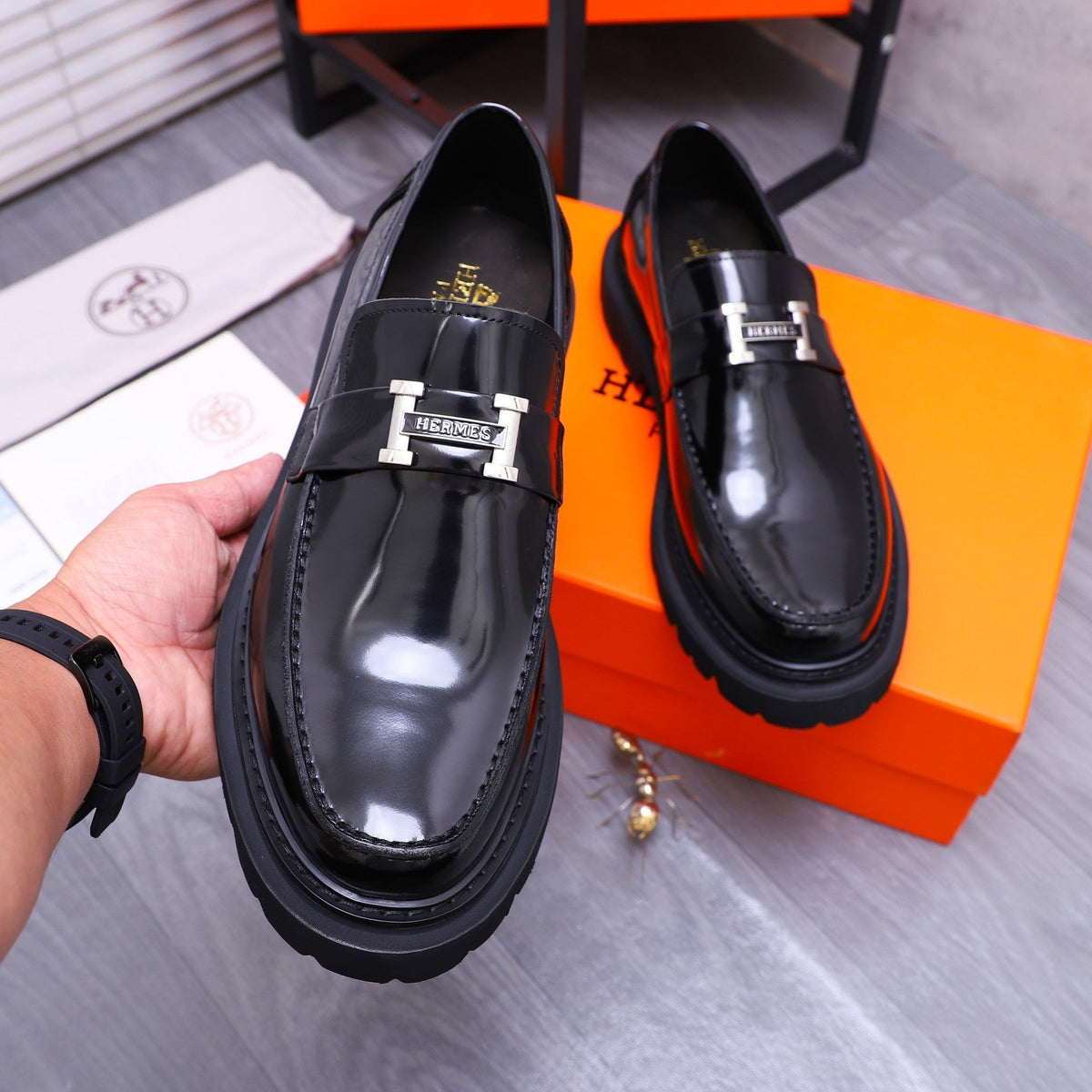 HM GREGOIRE LOAFER GLOSSY BLACK CALFSKIN