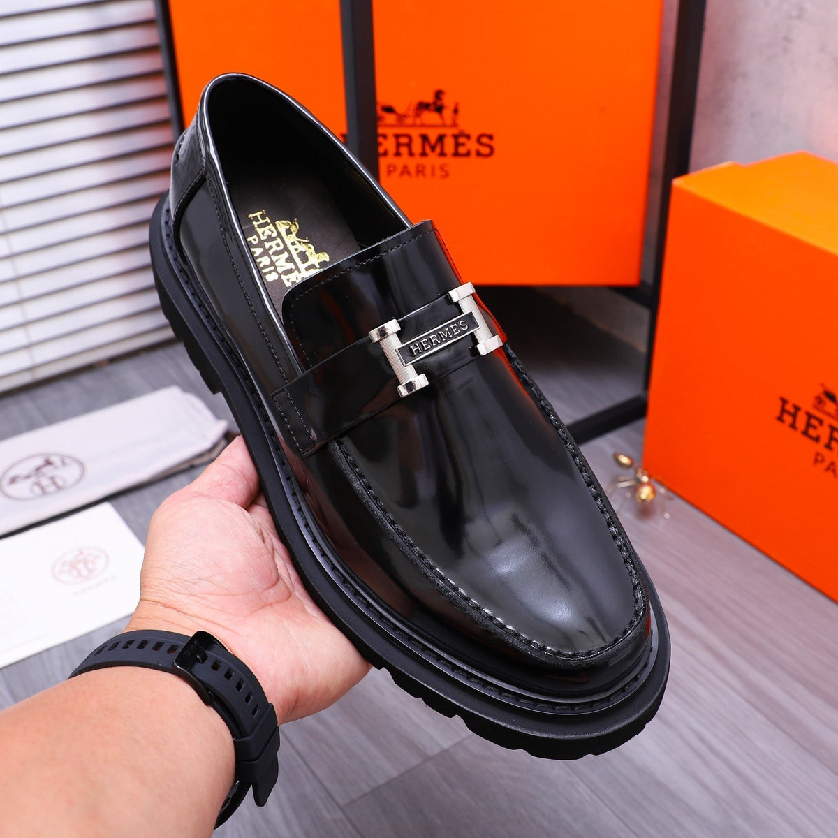 HM GREGOIRE LOAFER GLOSSY BLACK CALFSKIN