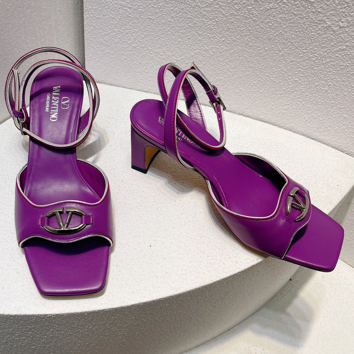VT Sandals Heels 50mm Purple Cowhide 292771