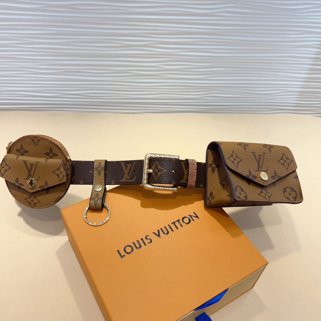 LV Daily Multi Pocket 30mm Belt Bag Light Brown Leather