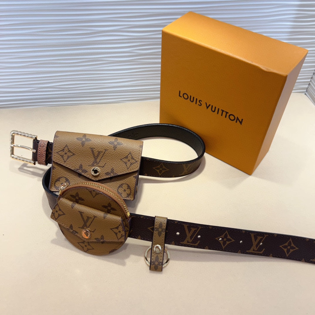 LV Daily Multi Pocket 30mm Belt Bag Light Brown Leather