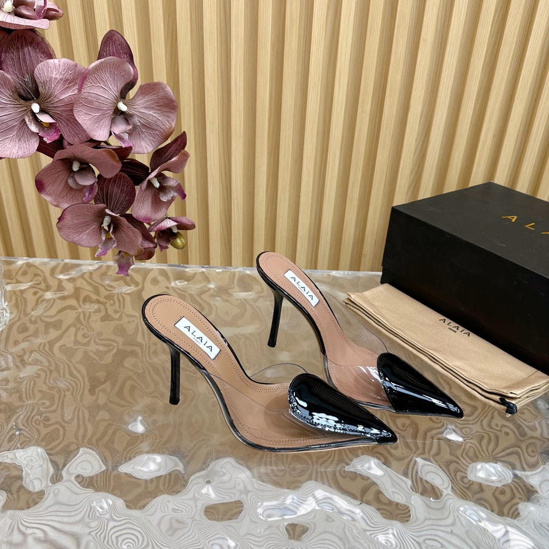 Alaila Mule 100mm In Black Lambskin  957217