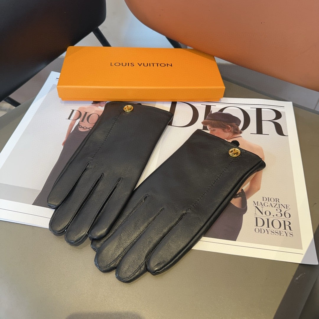LV Gloves In Black Lambskin 478087