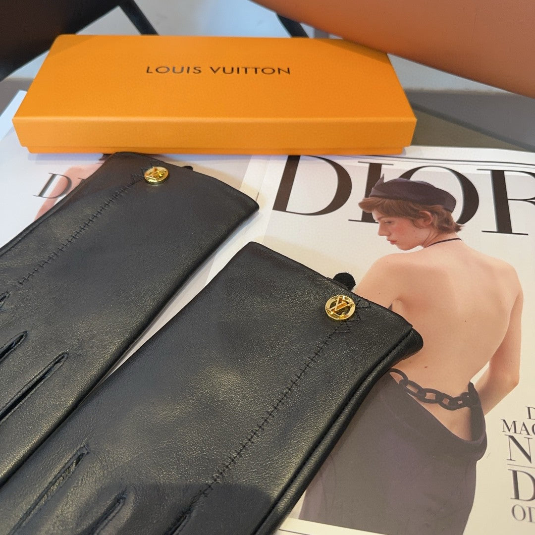LV Gloves In Black Lambskin 478087