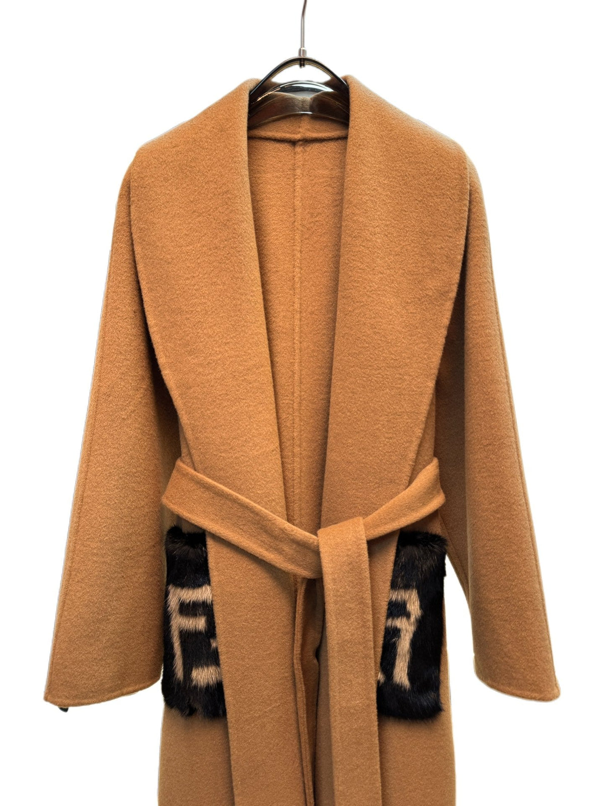 Fendi 25 Long Coat Light Brown Draper 0012
