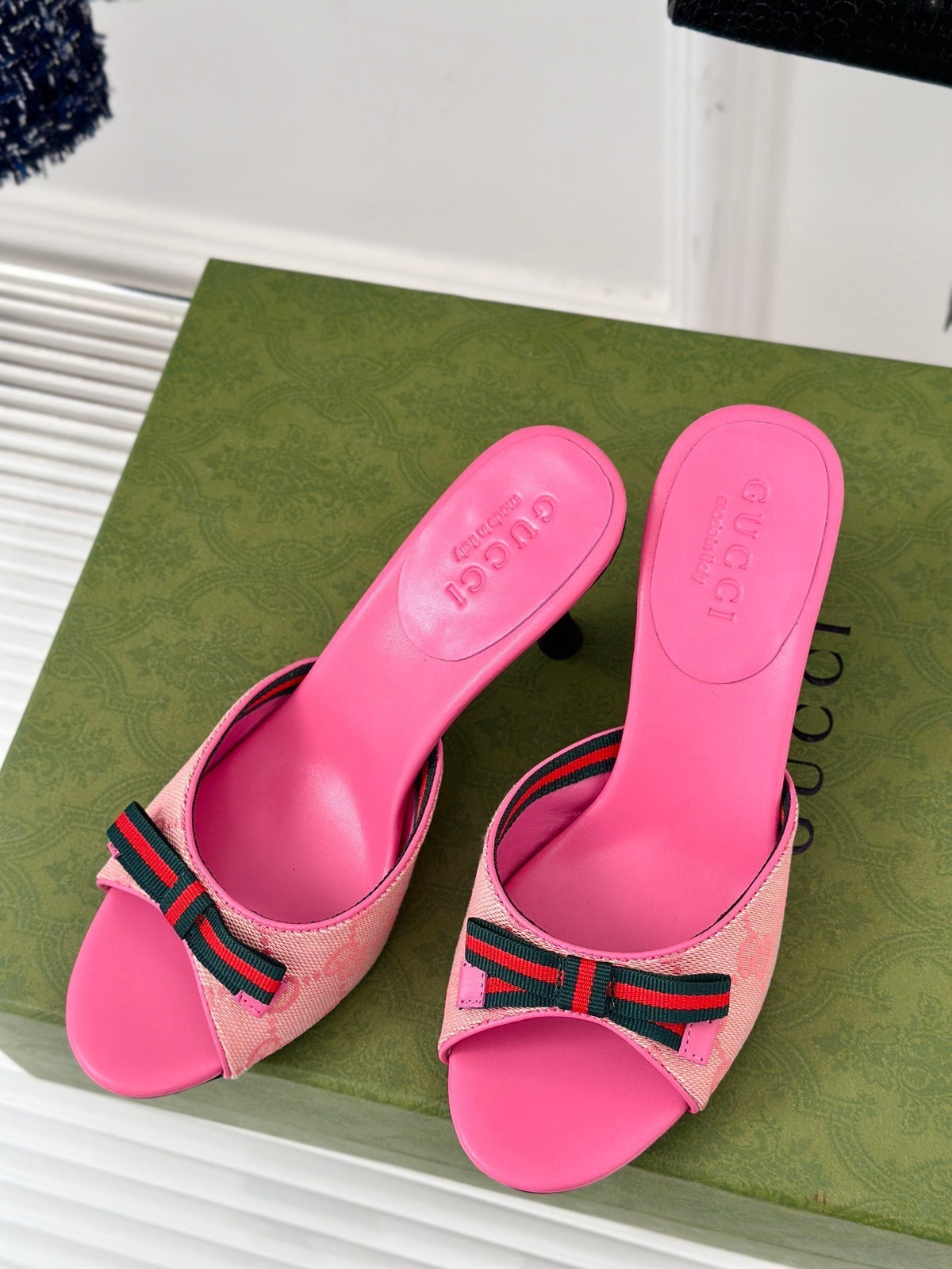 GG Vintage High Heel Slippers Pink