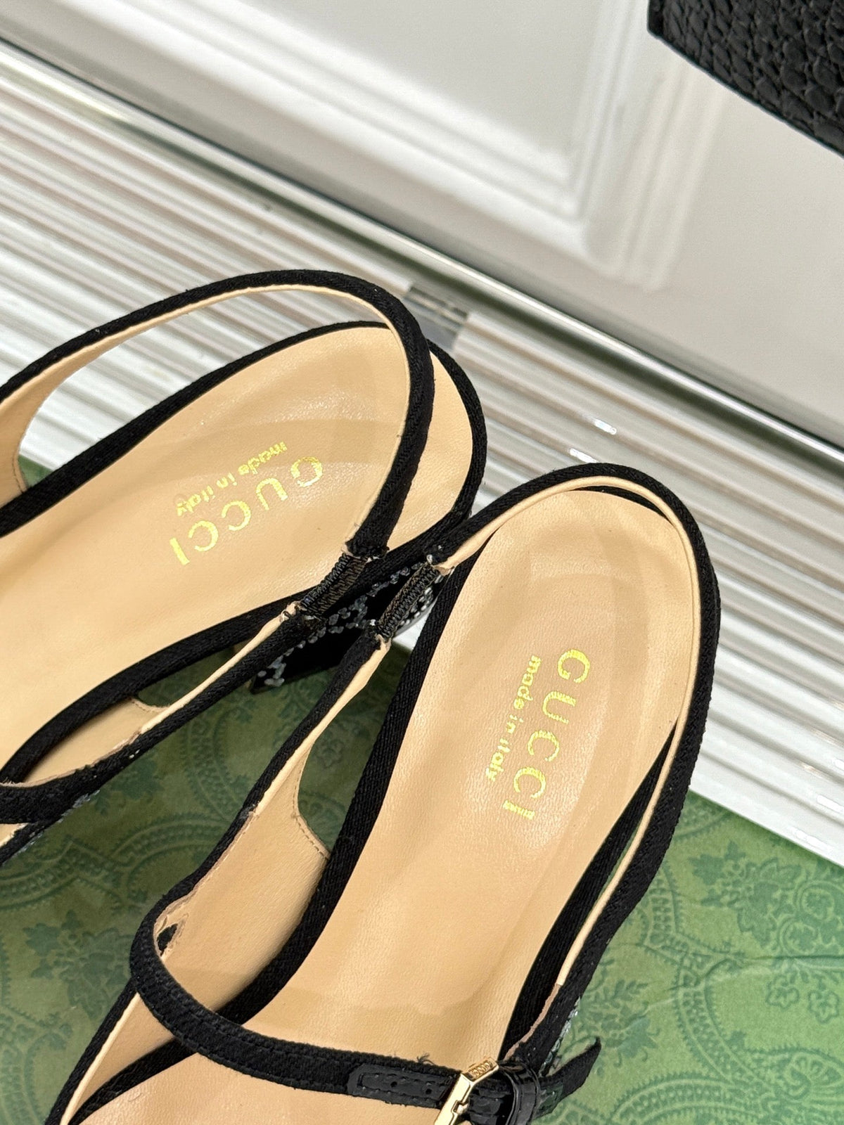 GC Horsebit Slingback Pump Black Denim 412736