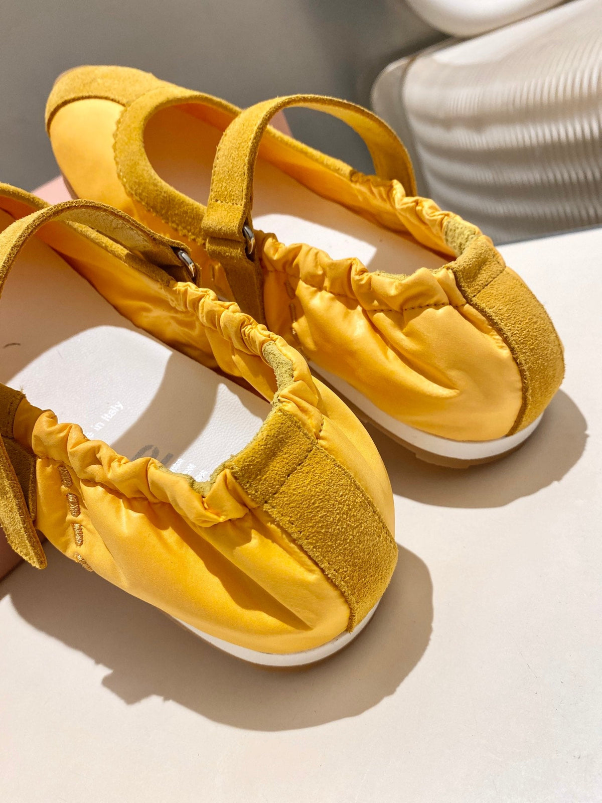 Miu Miu 2026 Ballet Flat Yellow Suede Fabric 618679