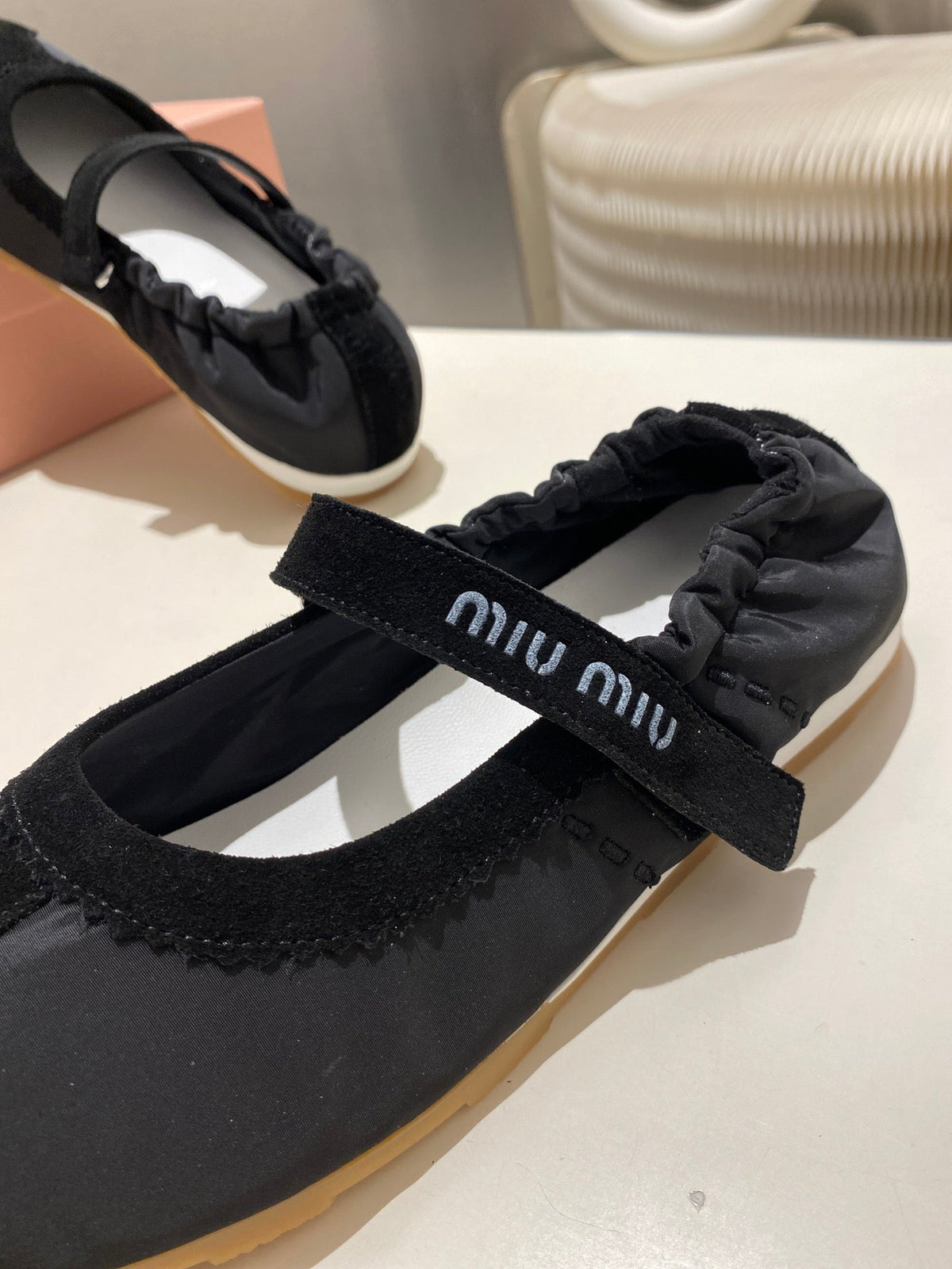 Miu Miu 2026 Ballet Flat Black Suede Fabric 618681