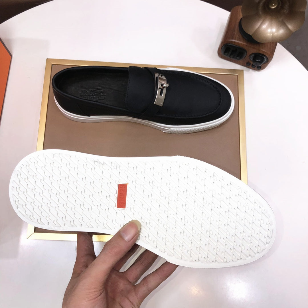 HM Men's Game Slip-on Loafer Black Cowhide 473158