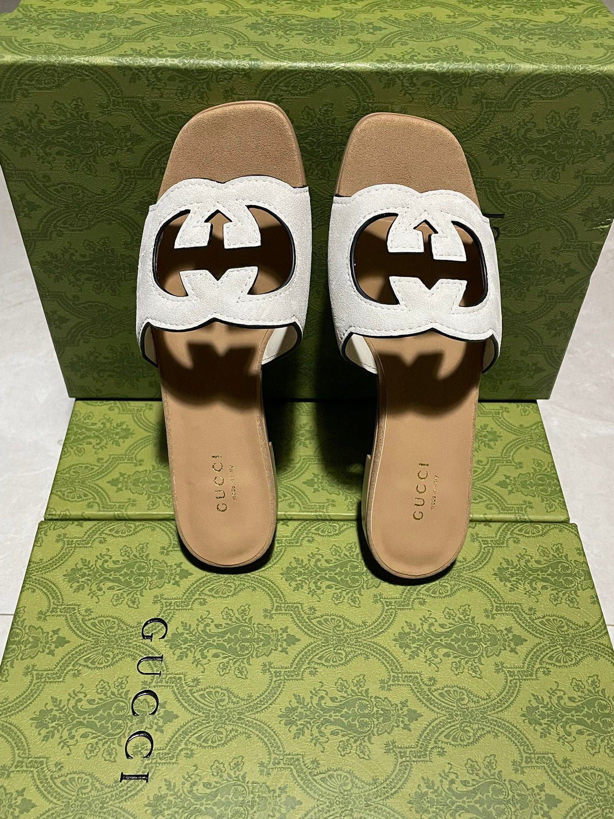 Gucci 2026 Women's Slide Sandal With Interlocking G Suede Leather 765469