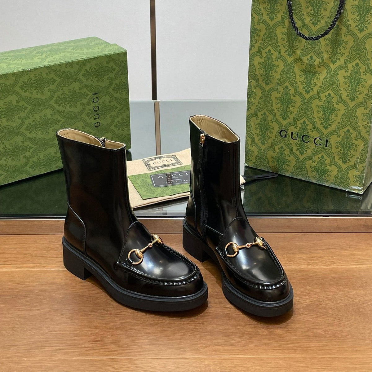 GG Horsebit Ankle Boot Black Calfskin
