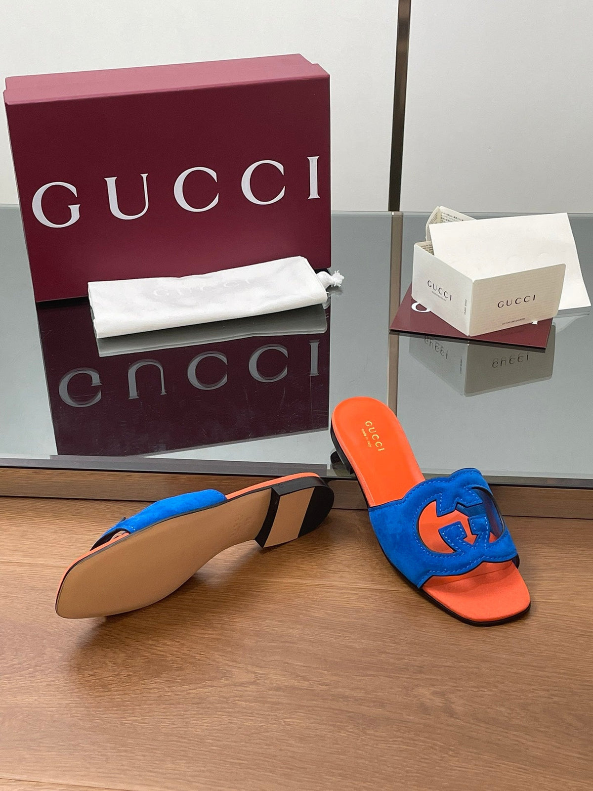 Gucci 2026 Double G Slipper 10mm Suede Leather 765483