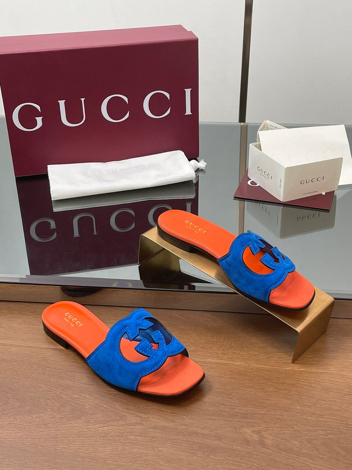 Gucci 2026 Double G Slipper 10mm Suede Leather 765483
