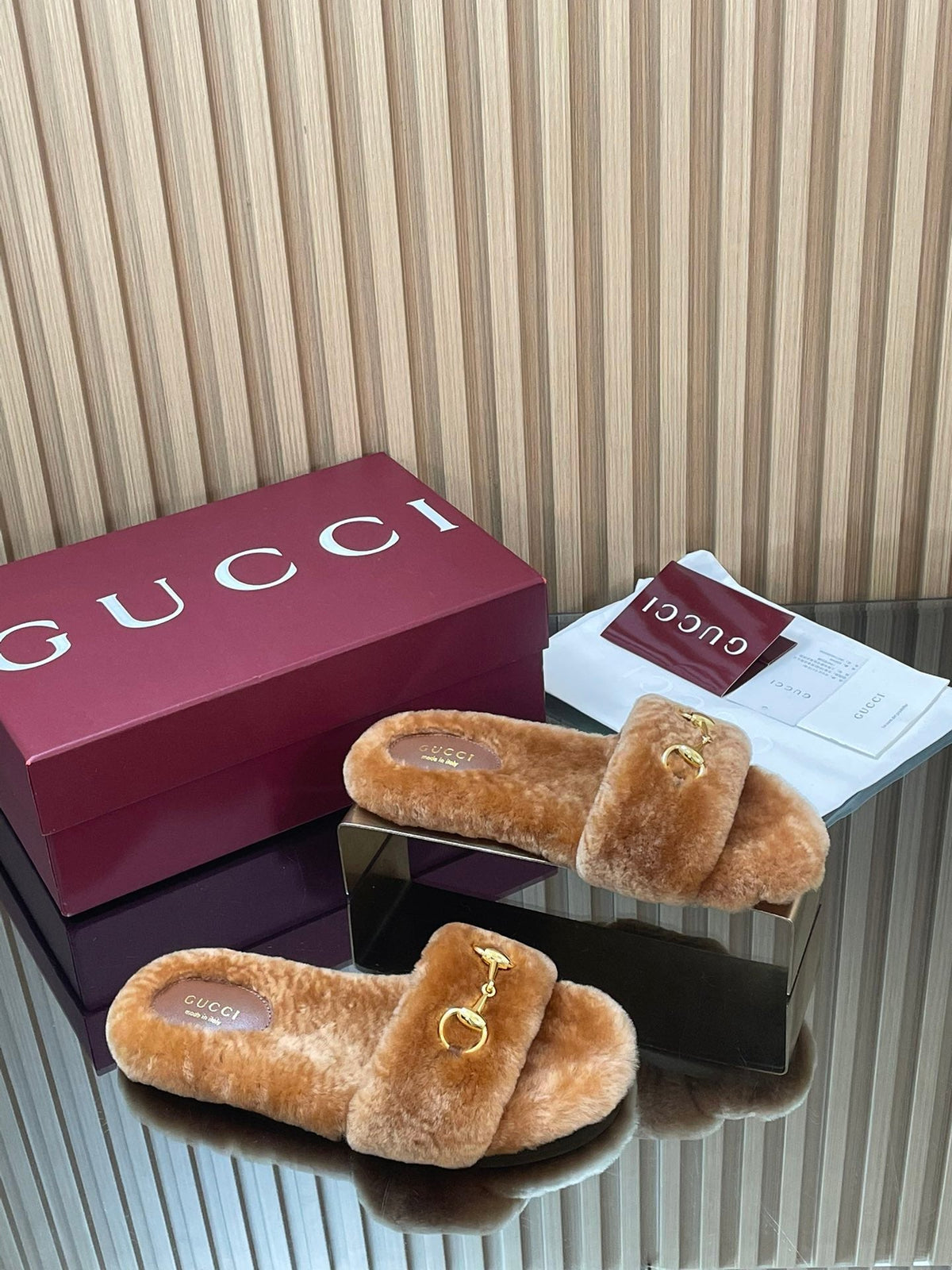 Gucci 2025 Horsebit Slipper Brown Wool 562871