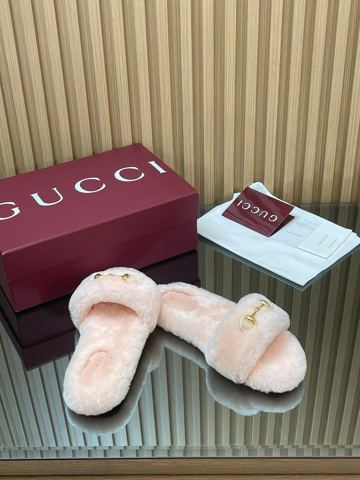 Gucci 2025 Horsebit Slipper Light Pink Wool 562873