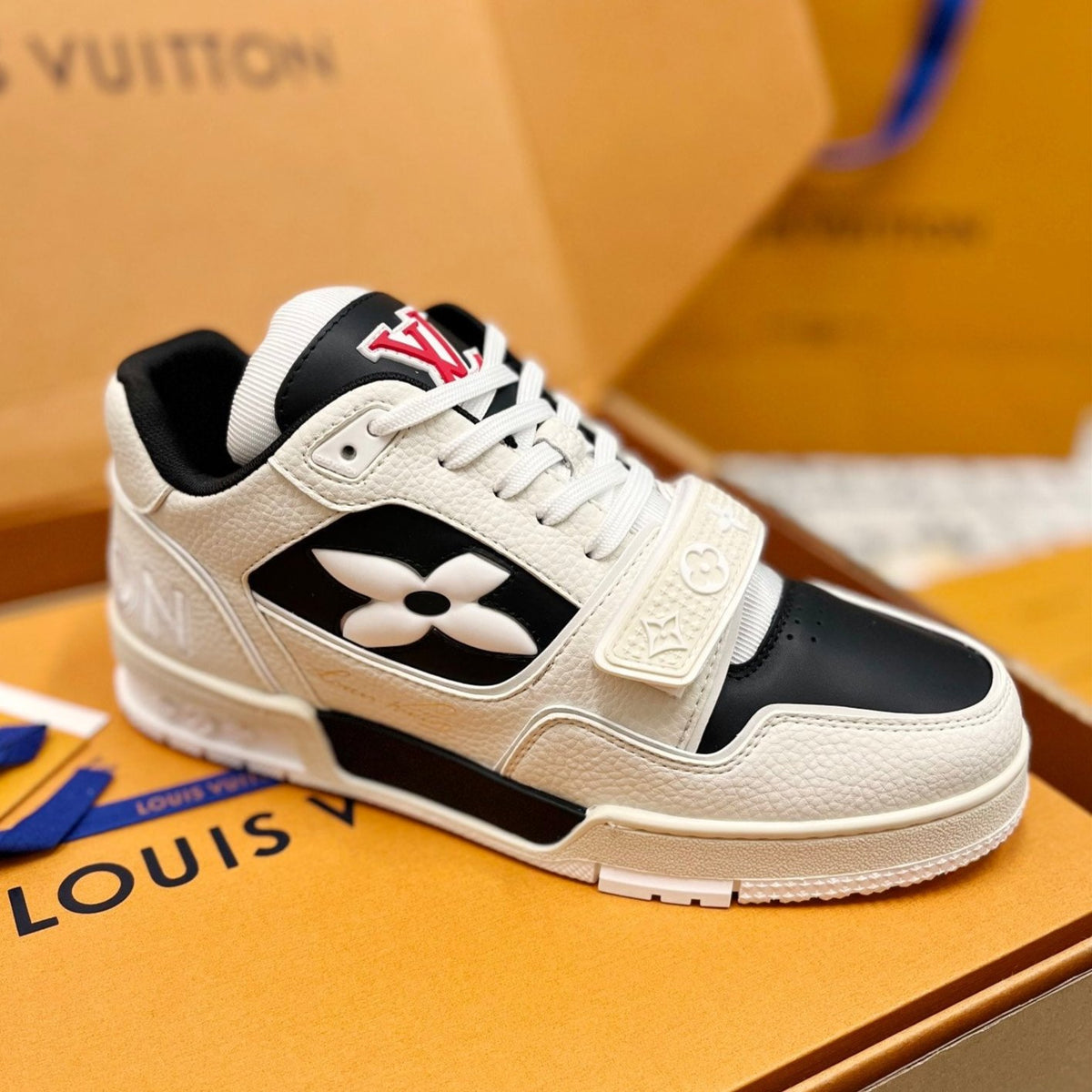 LV Trainer Sneaker Beige Black Cowhide
