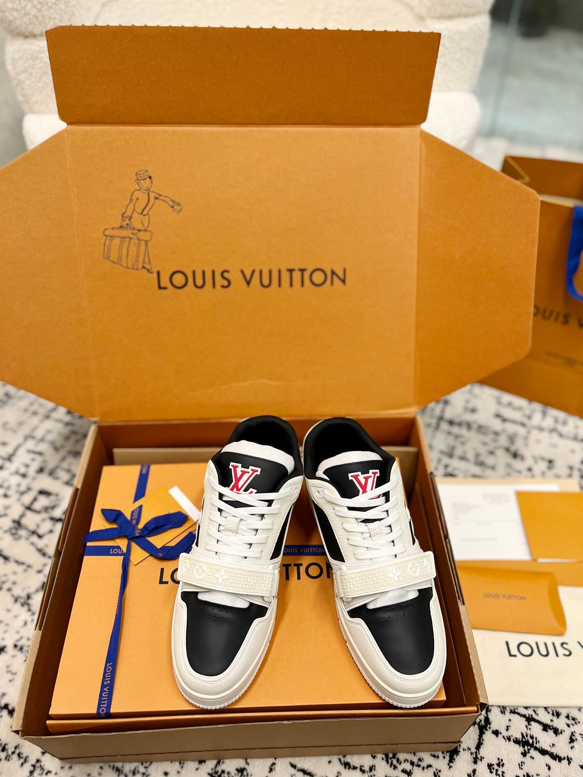 LV Trainer Sneaker Beige Black Cowhide
