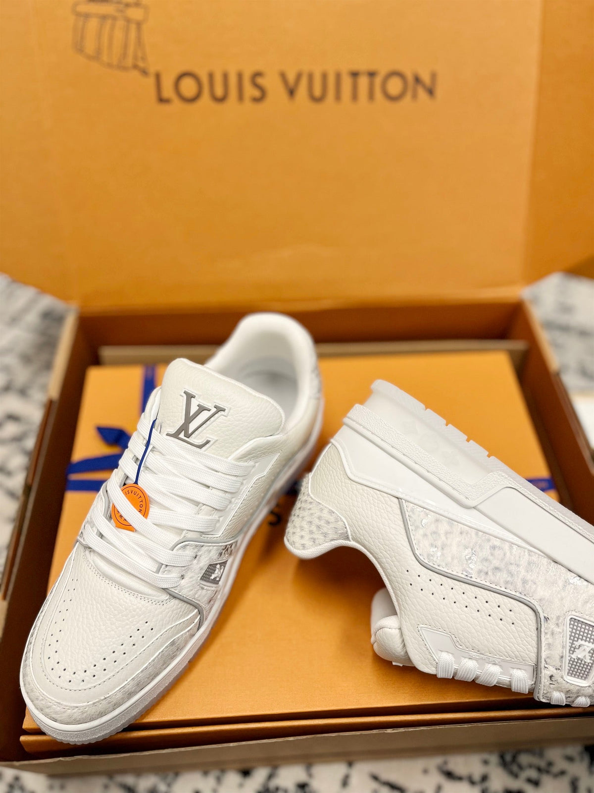 LV Trainer Sneaker White Mix Grey Cowhide