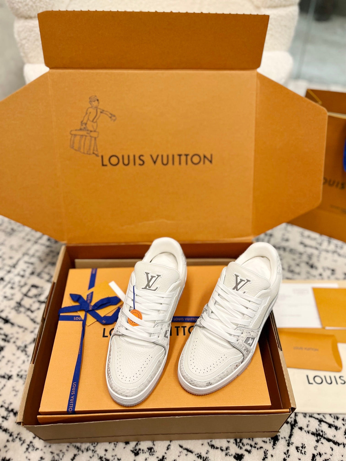 LV Trainer Sneaker White Mix Grey Cowhide