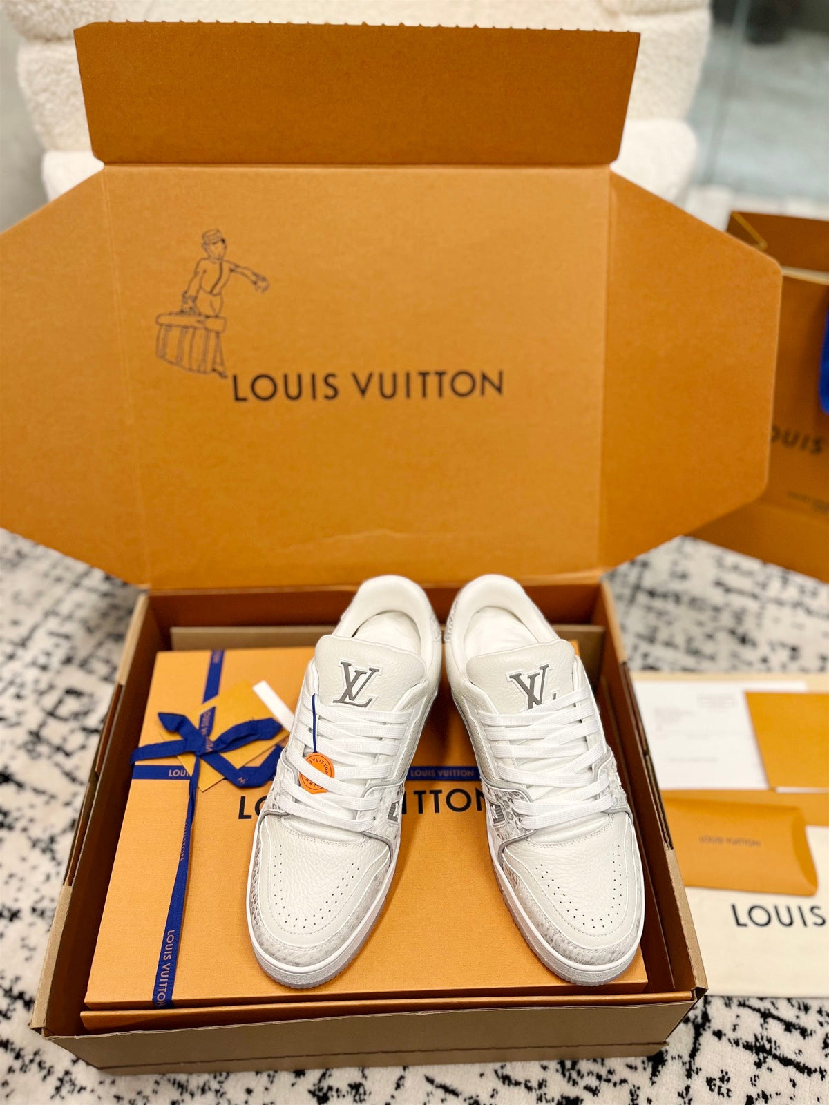 LV Trainer Sneaker White Mix Grey Cowhide