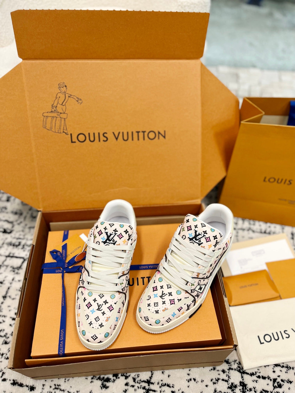 LV Trainer Sneaker Beige Monogram Cowhide