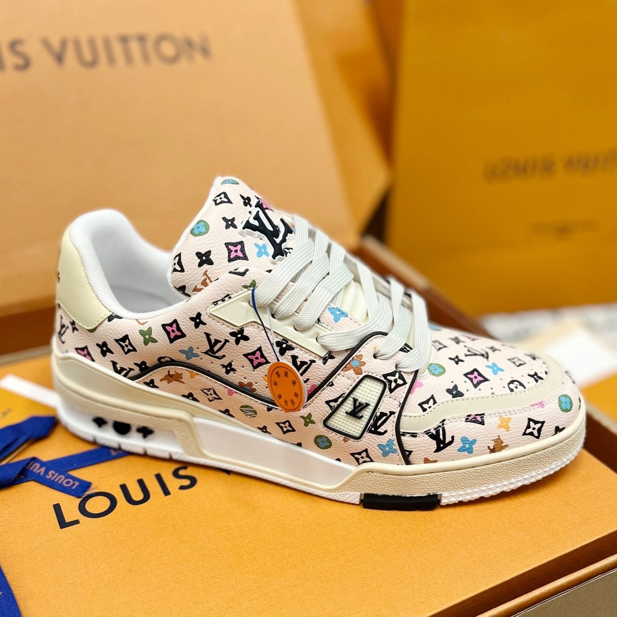 LV Trainer Sneaker Beige Monogram Cowhide